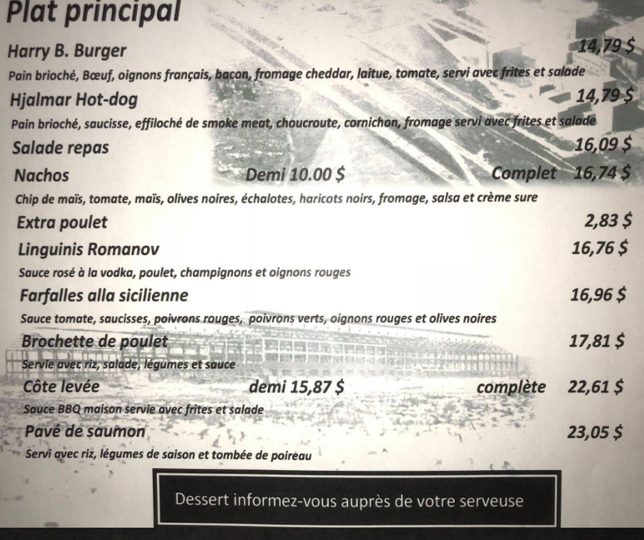 Menu Bistrot Bar La Fonderie