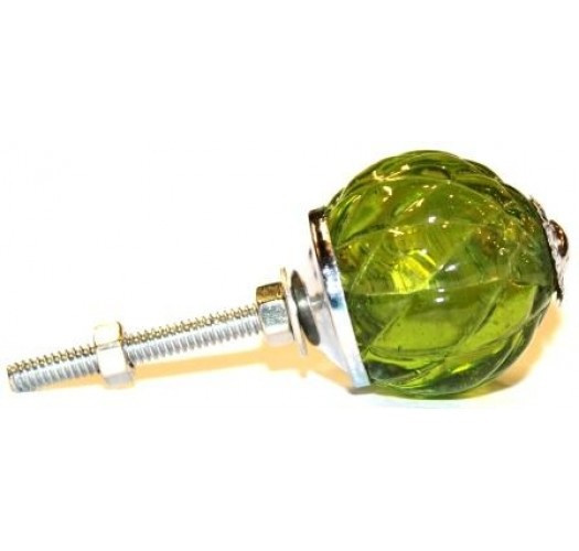 Bouton vert de porte en verre